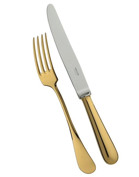 Fourchette à salade individuelle en metal argenté doré - Ercuis
